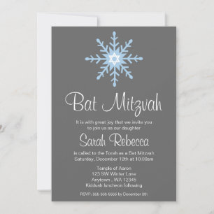 Invitaciones a Bat Mitzvah con copo de nieve en in