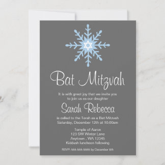 Invitaciones a Bat Mitzvah con copo de nieve en in