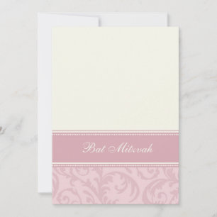 Invitaciones a Bat Mitzvah de Crema Rosa Damask