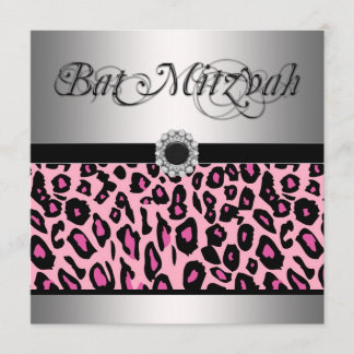 Invitaciones a Bat Mitzvah de Leopardo Rosa