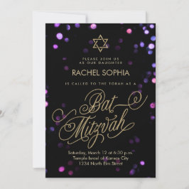 Invitaciones a Bat Mitzvah | Elegante morado y oro