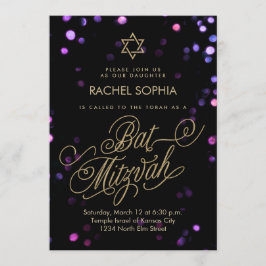 Invitaciones a Bat Mitzvah | Elegante morado y oro