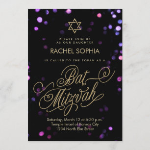 Invitaciones a Bat Mitzvah   Elegante morado y oro