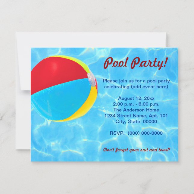 Invitaciones a Beach Ball (Anverso)