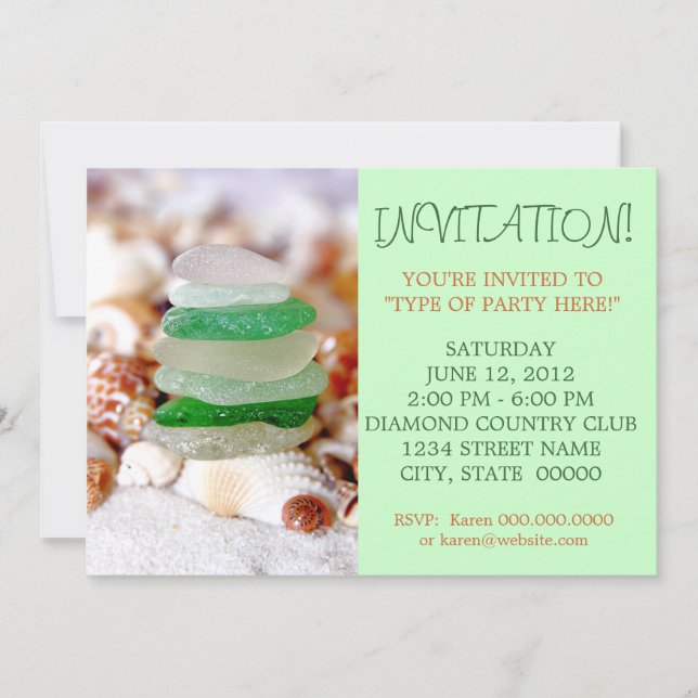 Invitaciones a Beach Glass & Seashells (Anverso)