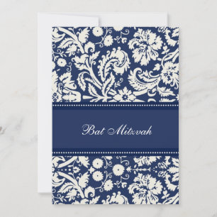 Invitaciones a Blue Damask Bat Mitzvah