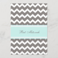 Invitaciones a Blue Gray Chevron Bat Mitzvah