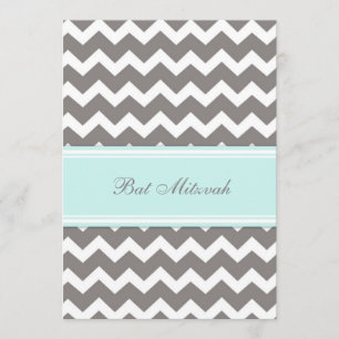 Invitaciones a Blue Gray Chevron Bat Mitzvah