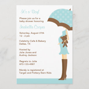 Invitaciones a Blue Umbrella Baby Shower