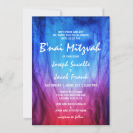 Invitaciones a B'nai Mitzvah | Rojo azul | Hielo d