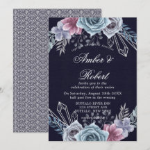 Invitaciones a boda floral de Rosa azul turquesa