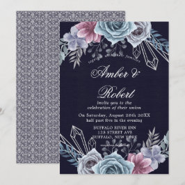 Invitaciones a boda floral de Rosa azul turquesa