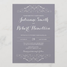 Invitaciones a Boda Gris Vintage de Swirls en Vict