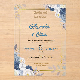 Invitaciones a bodas acrílicas florales de lujo pe