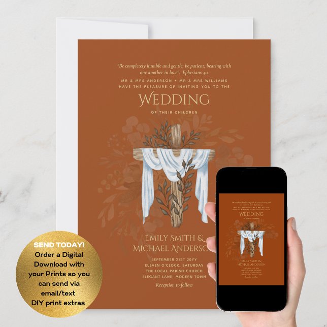 Invitaciones a bodas católicas cristianas elegante (Subido por el creador)