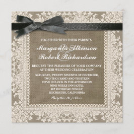 Invitaciones a bodas con arco blanco negro y burla