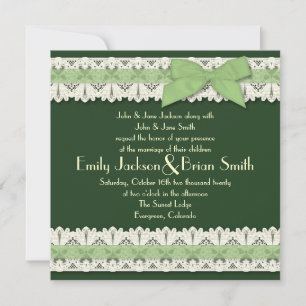 Invitaciones a bodas con cintas verdes del país