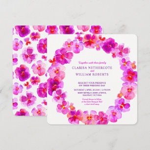 Invitaciones a bodas con flores de color agua rosa