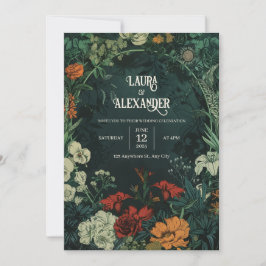 Invitaciones a bodas con flores oscuras de la époc