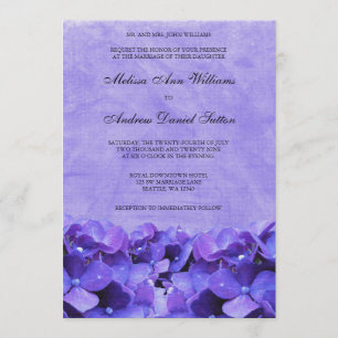 Invitaciones a bodas con hidrangea púrpura