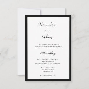 Invitaciones a bodas con marco azul marino