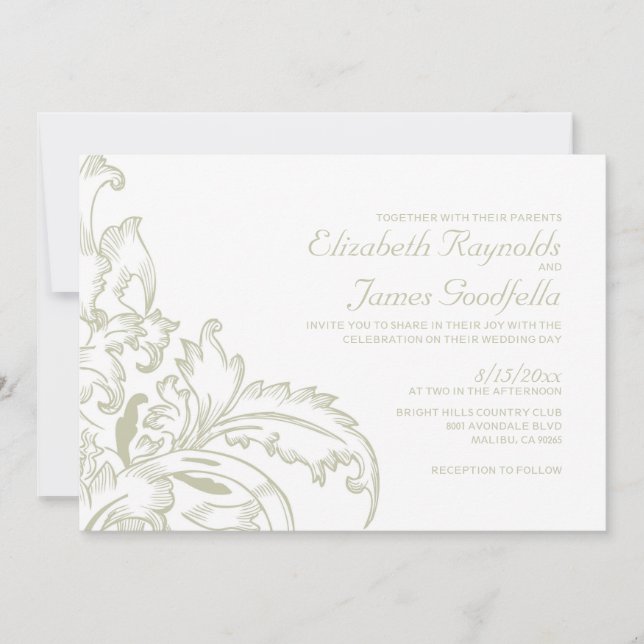 Invitaciones a bodas con marfil florecen (Anverso)