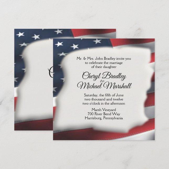 Invitaciones a bodas con salpicaduras de bandera e (Anverso / Reverso)