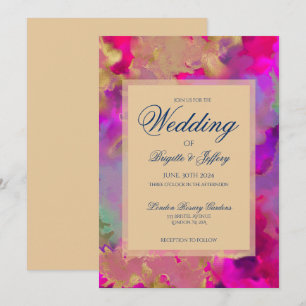 Invitaciones a bodas con tinta azul violeta rosa d