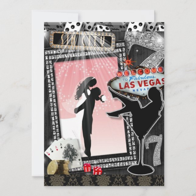 Invitaciones a bodas con vegas rosas (Anverso)