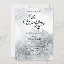 invitaciones a bodas de acuarela floral gris
