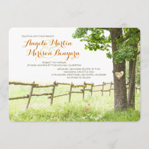 Invitaciones a bodas de árboles de amor en un país