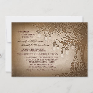 Invitaciones a bodas de árboles de jarras de másca