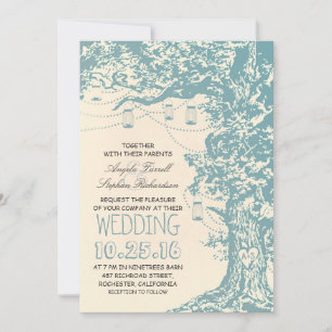 Invitaciones a bodas de árboles rústicos y jarras