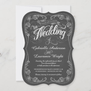 Invitaciones a bodas de arte de bistró de Chalkboa