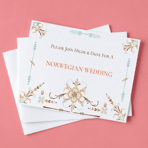 Invitaciones a bodas de arte folclórico noruego Ro