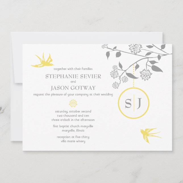 Invitaciones a bodas de aves maridoradas de Sevier (Anverso)
