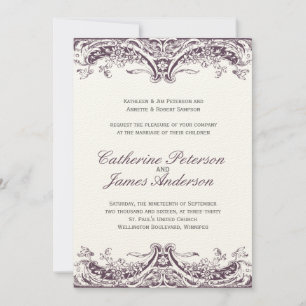 Invitaciones a bodas de berenjenas de época