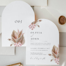 Invitaciones a bodas de Boho Floral Pampas Grass