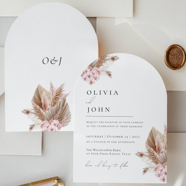 Invitaciones a bodas de Boho Floral Pampas Grass (Subido por el creador)