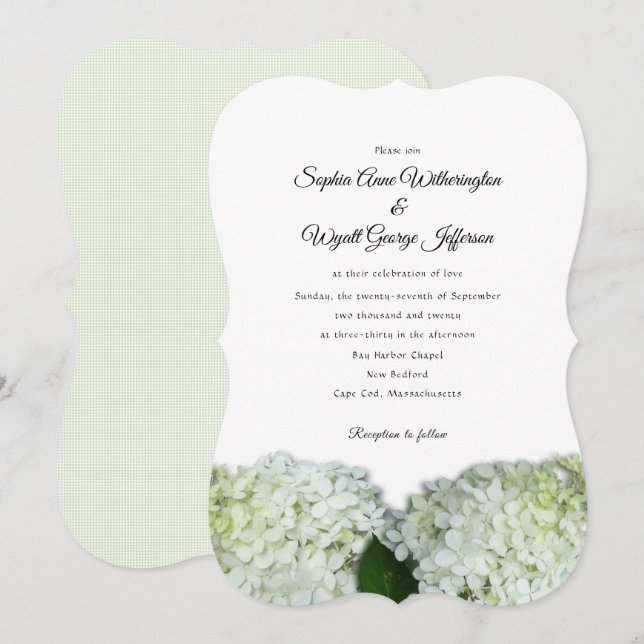 Invitaciones a bodas de borde floral de Hydrangea  (Anverso / Reverso)