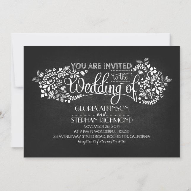 invitaciones a bodas de caligrafía de pizarra (Anverso)