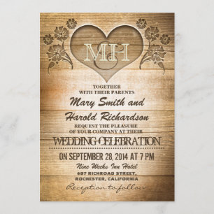 invitaciones a bodas de campo de madera rústica