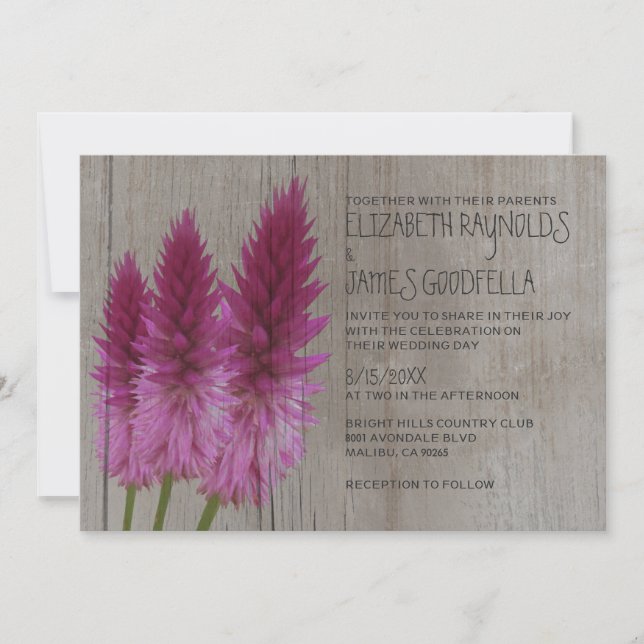 Invitaciones a bodas de celosia rusa (Anverso)