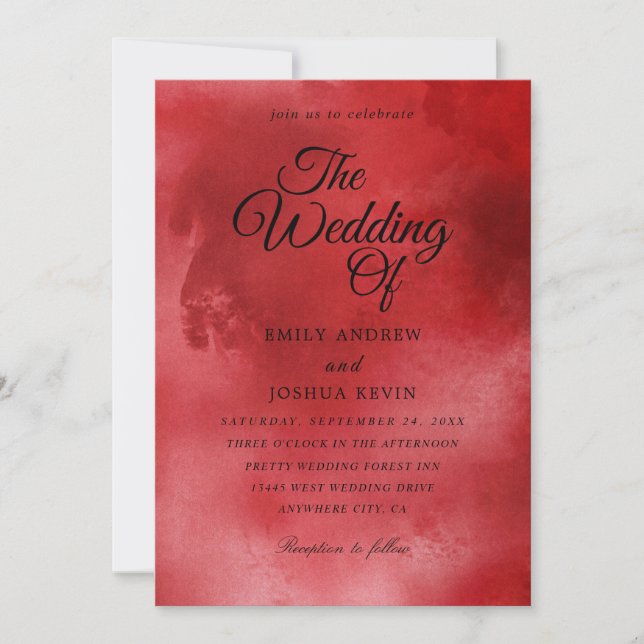 invitaciones a bodas de color agua burdeos (Anverso)