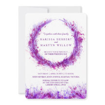 Invitaciones a bodas de color morado artístico pla