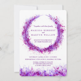 Invitaciones a bodas de color morado artístico pla