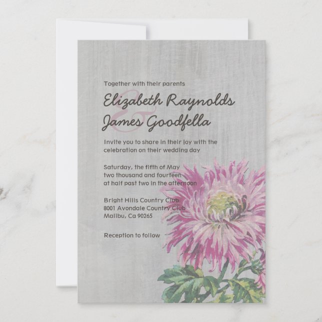 Invitaciones a bodas de crisantales vintage (Anverso)