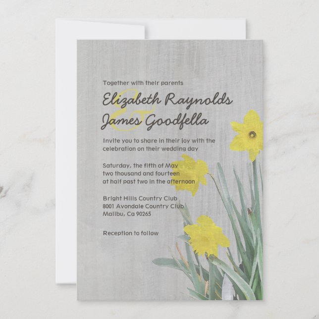 Invitaciones a bodas de daffodil de época (Anverso)