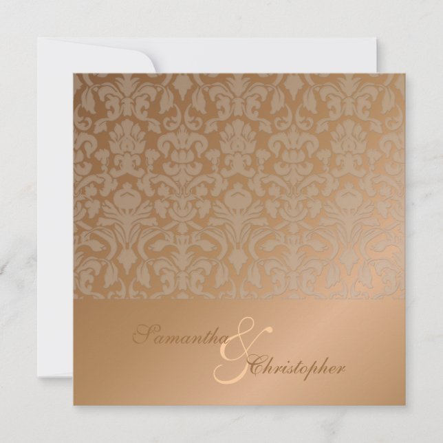 Invitaciones a bodas de damasco romántico y de épo (Anverso)