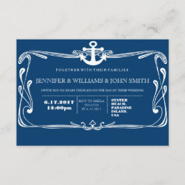 Invitaciones a bodas de destino azul de la Marina